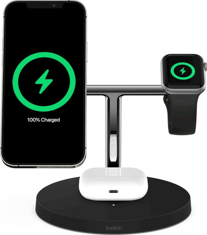 מטען אלחוטי 3 ב-1 Belkin Apple Watch / AirPods / iPhone בלקין WIZ009vf שחור