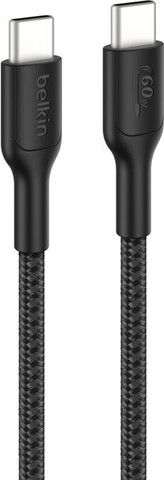כבל גיימינג קלוע USB-C ל-USB-C  – Belkin 60W מתאים ל-Nintendo Switch 2 שחור
