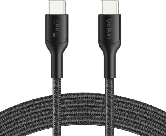 כבל גיימינג קלוע USB-C ל-USB-C  – Belkin 60W מתאים ל-Nintendo Switch 2 שחור