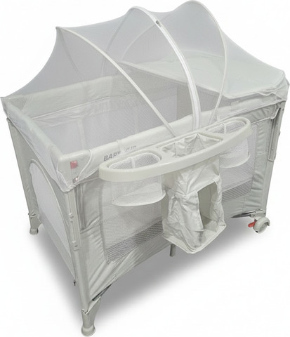 לול רשת משולב 4 ב 1 Baby Hub לול, עריסה מתחברת, משטח החתלה ומיטת קמפינג עם דופן עולה / יורדת