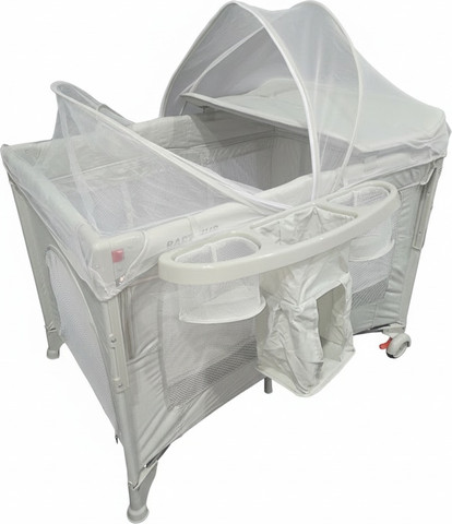 לול רשת משולב 4 ב 1 Baby Hub לול, עריסה מתחברת, משטח החתלה ומיטת קמפינג עם דופן עולה / יורדת