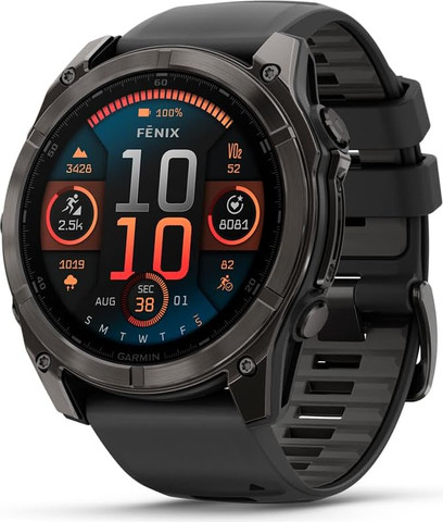 שעון חכם 010-02905-21 Garmin Fenix 8 AMOLED Sapphire 51mm טיטניום עם רצועת סיליקון שחורה