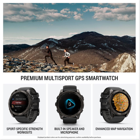 שעון חכם 010-02905-21 Garmin Fenix 8 AMOLED Sapphire 51mm טיטניום עם רצועת סיליקון שחורה
