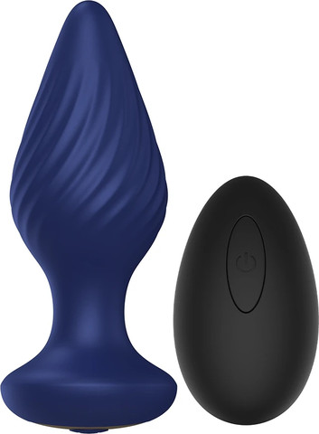 פלאג רוטט עם שלט אלחוטי CHISA Spiral Plug בצבע כחול – גירוי מדויק בעיצוב ספירלה