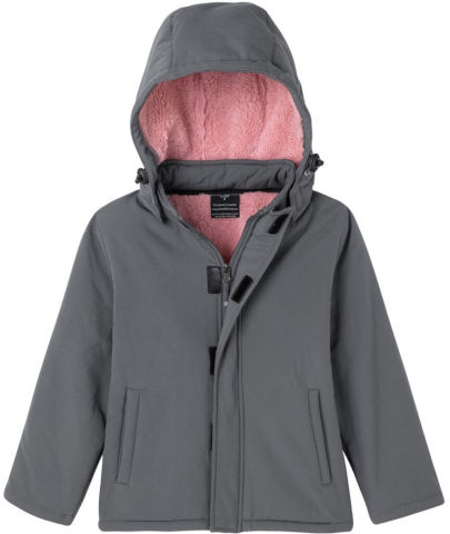 מעיל סופטשל לילדים Puffin Kid gray/pink