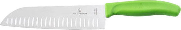 סכין סנטוקו מחורצת 17cm ידית ירוקה Victorinox