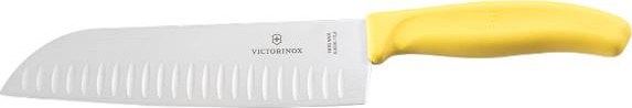 סכין סנטוקו מחורצת 17cm ידית צהובה Victorinox