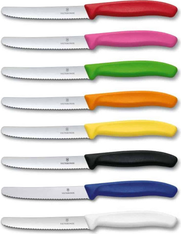 סכין ירקות משוננת ירקרק להב עגול Victorinox 11cm