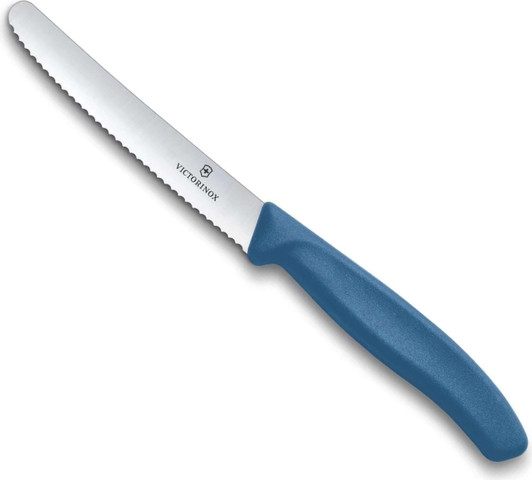סכין ירקות משוננת בורדו להב עגול Victorinox 11cm