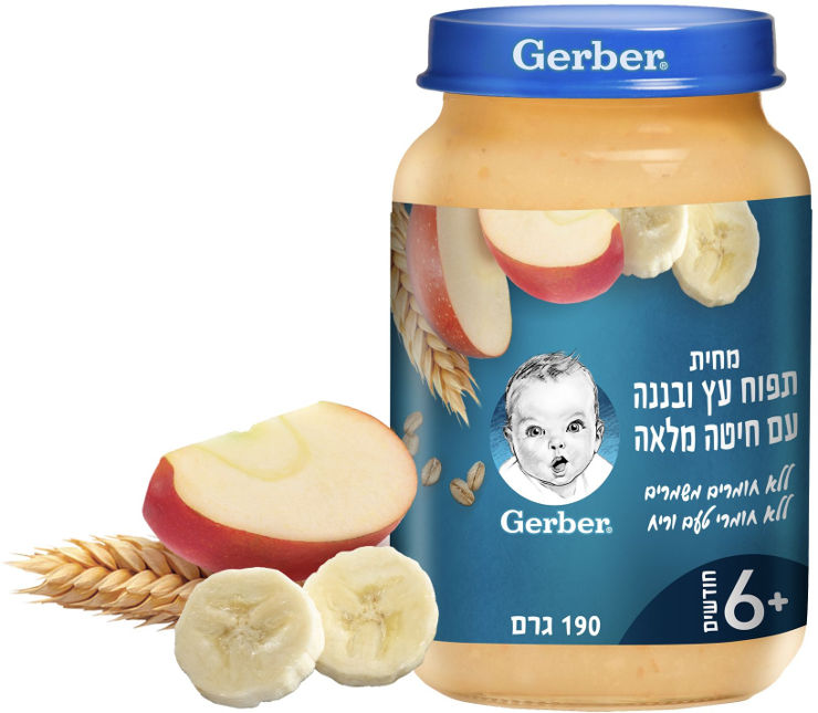 מחית תפוח עץ ובננה עם חיטה מלאה