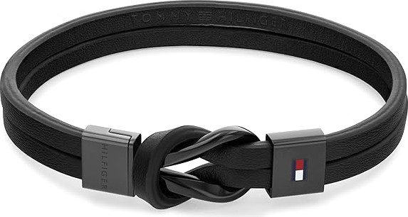 TH-2790442 עם לוגו המותג דגם BRAIDED KNOT מקולקציית TOMMY HILFIGER צמיד עור כפול לגבר של המותג