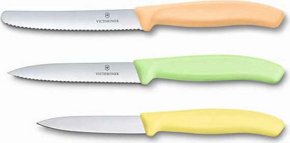 מארז 3 סכיני ירקות Victorinox בצבעי פסטל