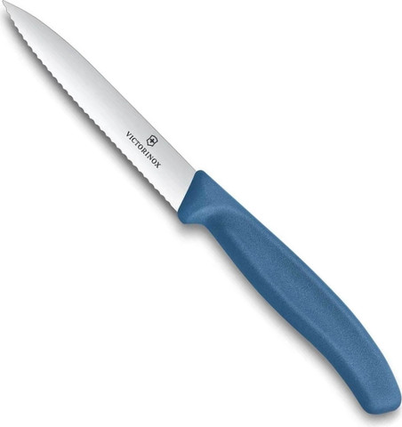סכין ירקות שפיץ משונן באורך 10 סמ מבית Victorinox – אדום