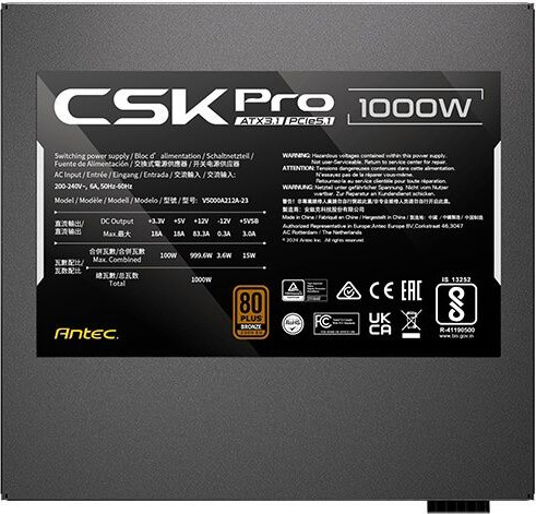 ספק כוח Antec CSK 1000 PRO ATX3.1 1000W 80 Plus Bronze