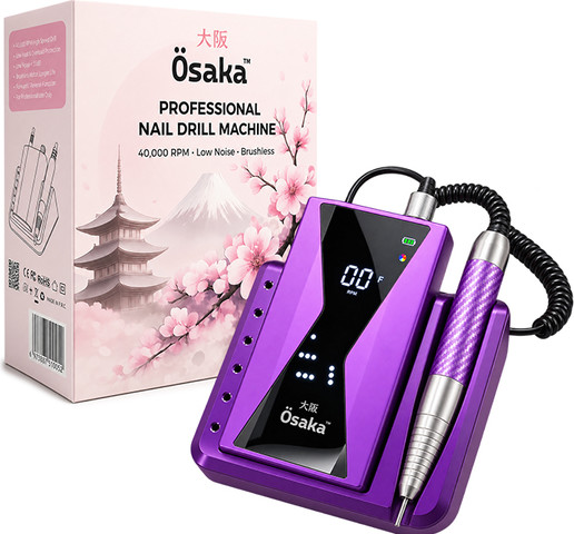 מכונת שיוף מקצועית נטענת, לעבודה רציפה ועוצמתית, מניקור, פדיקור ובניית ציפורניים, לקוסמטיקאיות וסלוני יופי צבע סגול Professional Micromotor Portable Brushless