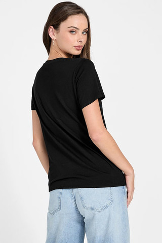 חולצת טישירט קצרה Guess Printed נשים - גס - Black