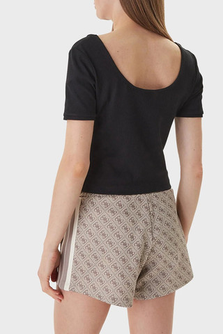 חולצת טישירט קצרה Guess Circe Slim Fit Logo נשים - גס - Black