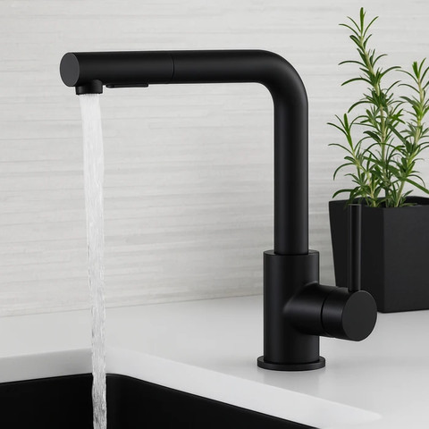 ברז מטבח נשלף שחור מסדרת Loïs מבית Waterfall
