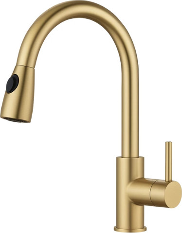 ברז מטבח נשלף זהב מוברש מסדרת Dett מבית Waterfall