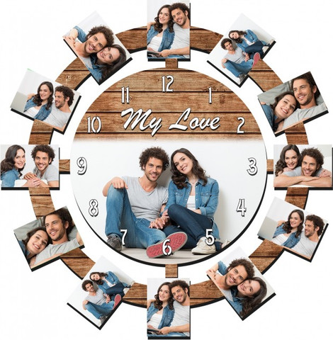 שעון קיר 13 תמונות אישיות - 40x40