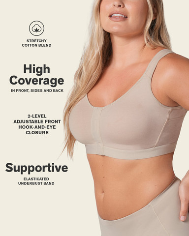 חזיית כותנה לספורט ולהנקה | תמיכה לגב |  Stretch Cotton Wireless Posture Corrector Bra 91044 ,גוף