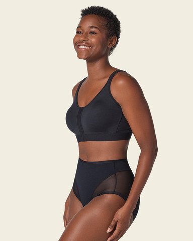 חזיית כותנה לספורט ולהנקה | תמיכה לגב |  Stretch Cotton Wireless Posture Corrector Bra 91044 ,שחור