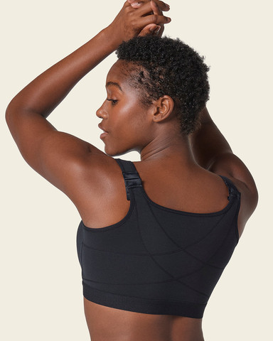 חזיית כותנה לספורט ולהנקה | תמיכה לגב |  Stretch Cotton Wireless Posture Corrector Bra 91044 ,שחור