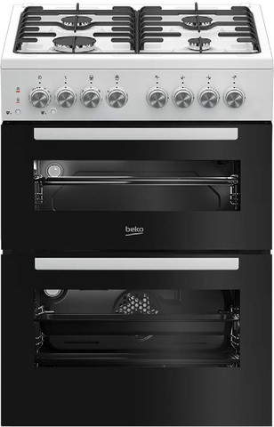 תנור אפייה דו תאי משולב כיריים גז 4 להבות Beko בקו KFDM62120 - לבן