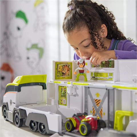 רכב פטרול ג'ונגל ענק עם אפקטים קוליים, מקום ל 6 רכבים קטנים (1 כלול) ומעלית פריקה והעמסה