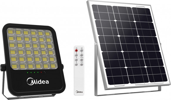 פנס הצפה סולארי לד MIDEA 200W CCT+שלט 3000K4000K6500K