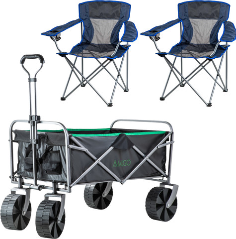 עגלת שטח אמיגו גלגל רחב + 2 כסאות שטח Air flow מבית GoNature