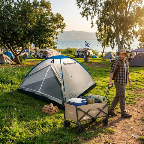 אוהל 4 אמיגו + עגלת שטח Camperlite לשטח ולחוף הים