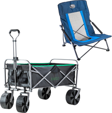 עגלת שטח גלגל רחב Wide Glide Amigo + כיסא Ocean chair מבית GO NATURE