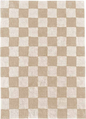שטיח לחדר ילדים מלבני משבצות בז מוקה – CHESS Beige