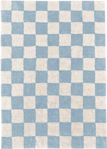 שטיח לחדר ילדים מלבני משבצות תכלת – CHESS Light blue