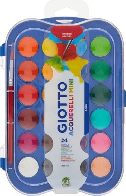 GIOTTO סט צבעי מים 24 גוונים 30 מ"מ + מכחול