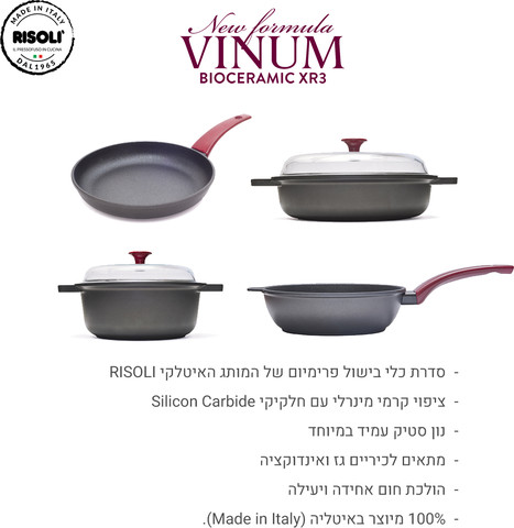 מחבת נון סטיק 20 ס”מ | ציפוי ביוקרמי | סדרת Risoli | Vinum