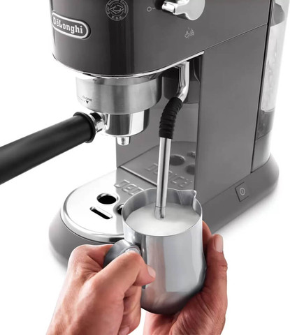 מכונת אספרסו ידנית משולבת זרבובית הקצפה DeLonghi דלונגי Dedica Arte EC885 אפור