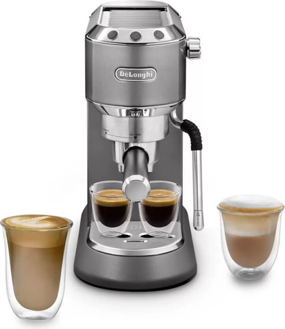 מכונת אספרסו ידנית משולבת זרבובית הקצפה DeLonghi דלונגי Dedica Arte EC885 אפור