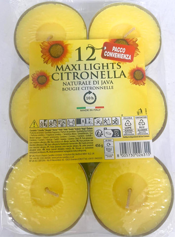 'נר ג'מבו ציטרונלה מארז 12 יח