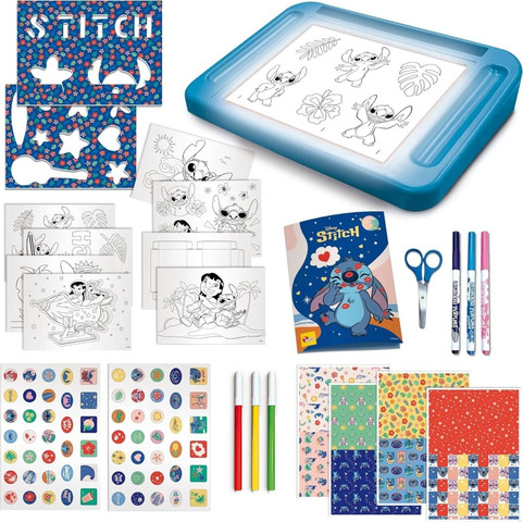 בית ספר לציור עם שולחן עוד עם הדמות סטיץ דגם Stitch Drawing School With Light Table