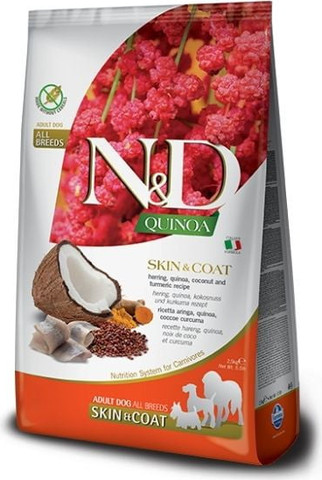 N&amp;D נטורל אנד דלישס - הרינג קוקוס וקינואה לעור ופרווה - 7 ק"ג