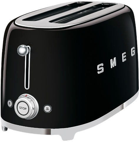 מצנם 4 פרוסות בעיצוב רטרו Smeg סמג TSF02 שחור מבריק