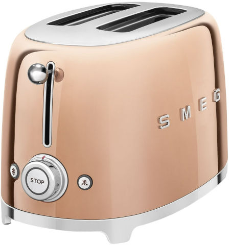 מצנם 2 פרוסות בעיצוב רטרו Smeg סמג TSF01 זהב ורוד