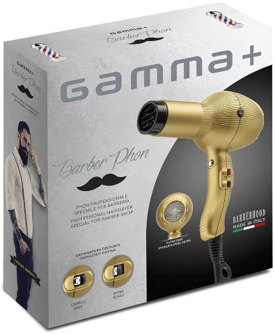 מייבש/פן שיער מקצועי מיועד לגברים Gamma Piu גאמה פיו BARBER PHON Gold