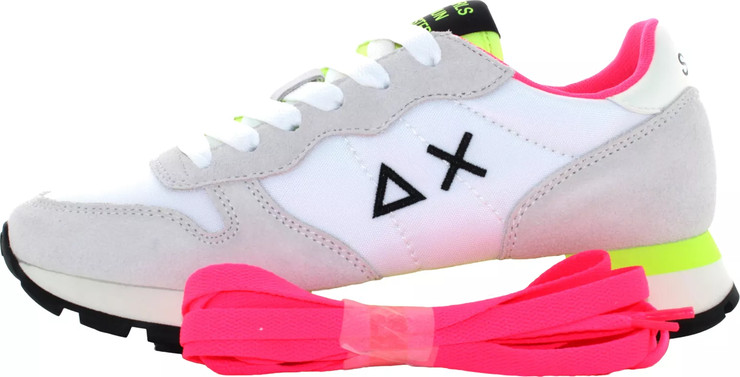 ALLY SOLID NYLON-0163 BIANCO GIALLO FLUO - נעלי סניקרס לנשים