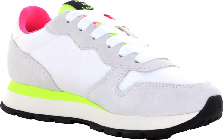ALLY SOLID NYLON-0163 BIANCO GIALLO FLUO - נעלי סניקרס לנשים