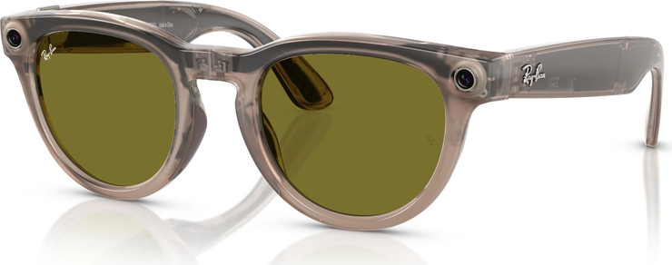 משקפי שמש חכמים Ray-Ban Meta Headliner RW4009F בגימור Shiny Warm Stone עם עדשות Transitions Dark Green בגודל 51-23
