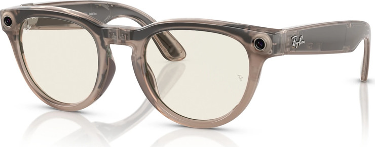 משקפי שמש חכמים Ray-Ban Meta Headliner RW4009F בגימור Shiny Warm Stone עם עדשות Transitions Dark Green בגודל 51-23