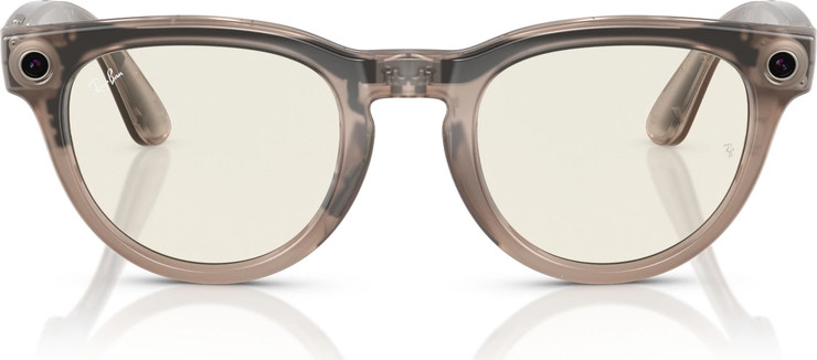 משקפי שמש חכמים Ray-Ban Meta Headliner RW4009F בגימור Shiny Warm Stone עם עדשות Transitions Dark Green בגודל 51-23